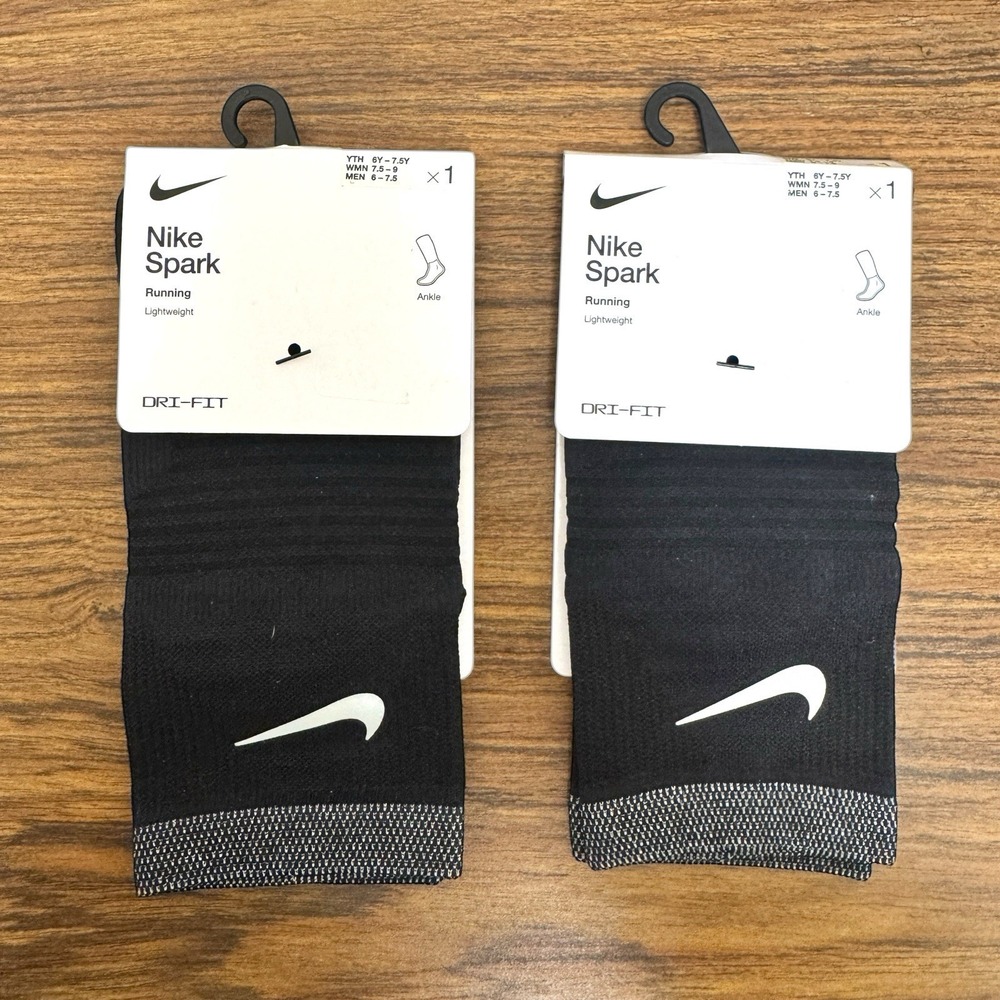 Nike Spark Running Ankle‎ Socks Dri-Fit Women 7.5-9 Youth 6Y-7.5Y Lightweight